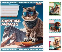 
Зошити учнівські 18 аркушів клітинка 1B Adventure animals, 25 шт. в упаковці