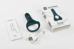 Подвійне ерекційне кільце Fun Town Rise Turquoise, керування зі смартфона - мініатюра 5