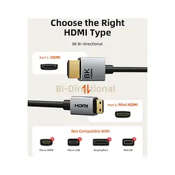 Кабель мультимедійний HDMI micro M to HDMI M 0.5m 8K60Hz Cabletime (CA915873) - мініатюра 6