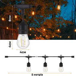 Ретро-гірлянда вулична GarlandoPro 10 LED F27 довжина 5 м, тепле світло (1733075Y) - мініатюра 4