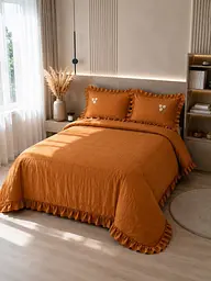 Комплект постільної білизни євро з покривалом 240х260 см Camel Washed Cotton варена бавовна TC303376309