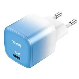 Зарядний пристрій блок-адаптер HOCO single port charger C101A 1 порт Type-C 20 W біло-блакитний