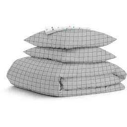 Комплект постільної білизни Cosas полуторний з простирадлом на резинці GREY GEOMETRY CS6 160 x 220 см (CellAshgrey_El-ColorBlots_160)