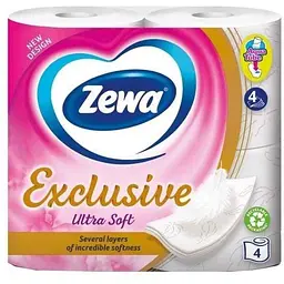 Туалетний папір Zewa 4шт 4шар Exclusive Ультра м'яка