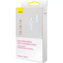 Кабель Baseus Explorer Series Fast Charging Cable with Smart Temperature Control Cable Type-C to Lightning 20W 1m CATS010203 Blue - мініатюра 6