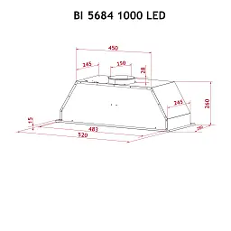Витяжка повновбудована Perfelli BI 5684 BL 1000 LED - мініатюра 10
