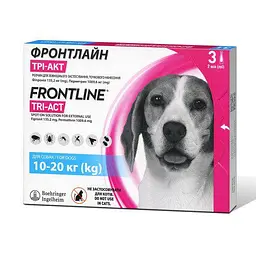 Краплі Boehringer Ingelheim Frontline TRI-ACT від бліх і кліщів для собак M 10-20 кг