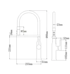 Змішувач для кухні Mixxus PREMIUM PULL 017 GRAPHITE REFL.BLACK (MI8278) - мініатюра 2