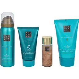 Набір Rituals The Ritual of Karma Giftset: крем для тіла 48h Hydrating Body Cream 70 мл + гель для душу Foaming Shower Gel 50 мл + гель для душу після засмаги After Sun Cooling Shower Gel 50 мл + олія-спрей для тіла Shimmering Body Oil 30 мл + косметичка - мініатюра 2