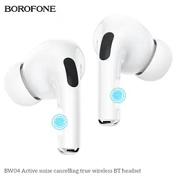 Навушники Borofone BW04 Active noise cancelling true wireless BT headset White - мініатюра 7