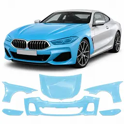 Антигравійна захисна бронеплівка за лекалами для BMW 8 Series G15/G14/G16 2018-2022 - передня частина авто (капот бампер фари крила)