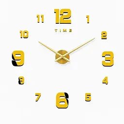 Годинник 3-D настінний 10 см безкаркасний, золото Yiwu HP-3Y-1GOLD - мініатюра 3