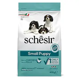 Сухий монопротеїновий корм Schesir Dog Small Puppy Шезір для цуценят міні та малих порід з куркою 800 г (ШСЩМК0,8)