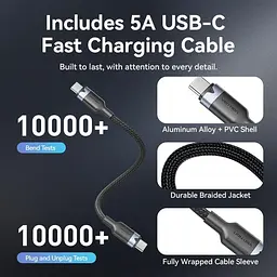 Зарядний пристрій Vention 45W GaN 2×USB-C PD 3.0/QC з кабелем USB-C M-M чорний (TZ-FCDH0-EU) - мініатюра 5