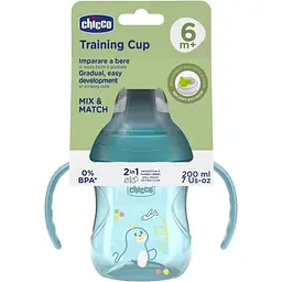 Поїльник-непроливайка Chicco Training Cup 200 мл блакитний (06921.25) - мініатюра 2