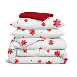 Євро постільна білизна фланель з простирадлом на резинці SNOWFLAKES BERRY CS4 COSAS (4822052478417)