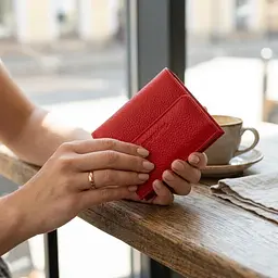 Яскравий жіночий гаманець із місткою монетницею на кнопці з натуральної шкіри Tony Bellucci 22011 червоний - мініатюра 2