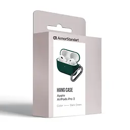 Силіконовий чохол для навушників Apple AirPods Pro 3, Hang Case, зелений, ультратонкий захисний кейс товщиною 2 мм, захист від подряпин, пилу та ударів, компактний, з карабіном для кріплення, ArmorStandart (ARM88272) - мініатюра 8
