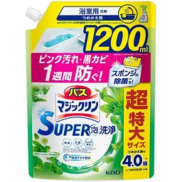 Японський спрей-пінка для очищення ванної Kao Bath Magiclean Super, аромат зеленої трави, поповнення 1200 мл