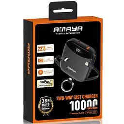 Портативний ЗП Power Bank Amaya F150 22.5W with display and cable 10000 mAh Black - мініатюра 2