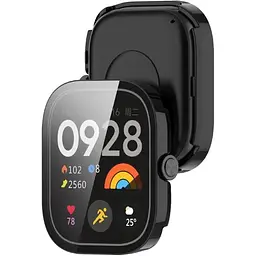 Чохол-накладка DK для Xiaomi Redmi Watch 4 Пластик Gloss Glass Full Cover (black) - мініатюра 2