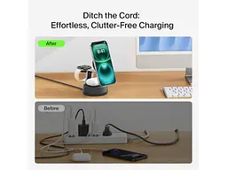 Бездротовий зарядний пристрій Belkin UltraCharge Pro 3-in-1 Magnetic 25 W Charcoal (WIZ040KQCH) - мініатюра 9