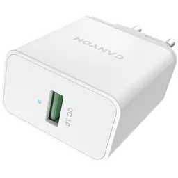 Сітчасте зарядне пристрій Canyon USB-A QC 3.0 Білий (CNE-CHA24W) - мініатюра 3
