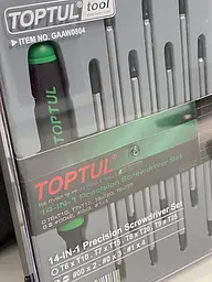 Комплект викруток для точних робіт 14 в 1 (T5-T20,PH,SL) Toptul hoz0007675 - мініатюра 4