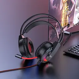 Ігрові дротові навушники Hoco W105 Joyful, USB, 3.5mm, 2.3m, Червоний - мініатюра 6