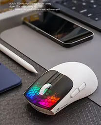 Миша бездротова Aattack SHARK X5 з акумулятором та підсвічуванням 2,4G+Bluetooth White - мініатюра 3