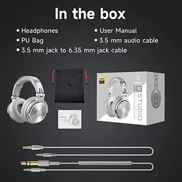 Навушники OneOdio Pro 10 3,5мм/6,35мм Silver (Pro 10 Silver) - мініатюра 2