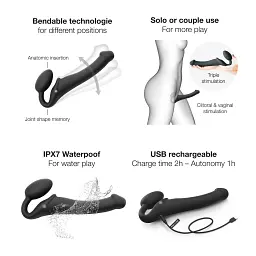 Безремінний страпон Strap-On-Me Vibrating M, 18 см - мініатюра 4