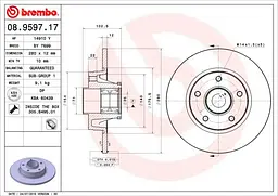 Диск гальмівний задній невентильований Renault Trafic II 01-25р Brembo (08.9597.17) - мініатюра 2