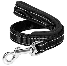 Повідець для собак Dog Extremе, нейлоновий, з прогумованою ручкою, 122х2,5 см, чорний