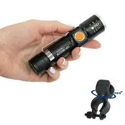 Комплект ліхтарик ручний USB та кріплення для ліхтарика на велосипед X-Balog BL-616-T6 - мініатюра 2