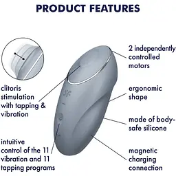 Вібратор Satisfyer Tap & Climax 1 Bluegrey - мініатюра 7