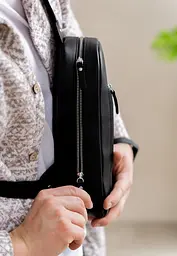 Чоловіча шкіряна сумка Chest bag чорна - мініатюра 3