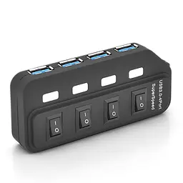 Разветвитель Хаб Voltronic USB 3.0, 4 порта, с переключателями, 2TB, кабель 0,6м