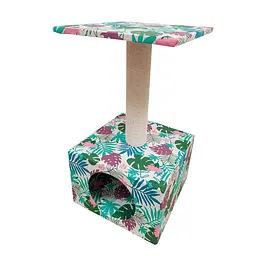 Кігтеточка будиночок з полицею Croci Tropical Cave 30 x 30 x 55 см тропік