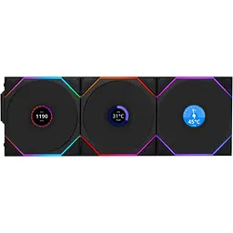Комплект вентиляторів Lian Li UNI Fan TL WIRELESS LCD 120-3 (G99.12TLLCD1W3B.00) Black - мініатюра 1