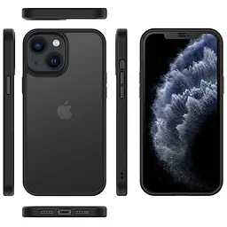TPU+PC чохол Metal Buttons для Apple iPhone 13 (6.1") Чорний / Black - мініатюра 4