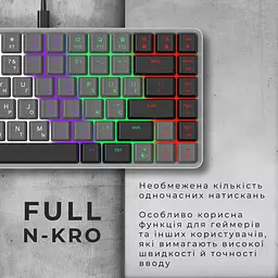 Клавіатура GamePro Red Swich Low Profile USB Dark Gray дротова (MK140R) - мініатюра 8