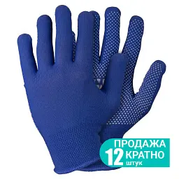 Рукавички трикотажні з точковим ПВХ покриттям р8 Мікроточка (сині) КРАТНО 12 парам SIGMA (9442881) - мініатюра 1