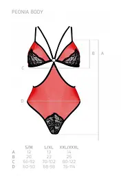 Напівпрозорий боді з мереживом Passion Peonia Body S/M red - мініатюра 7