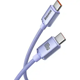 Кабель Baseus Crystal Shine Series Fast Charging Cable Type-C to Type-C 100W 1.2m CAJY000605 Purple - мініатюра 2