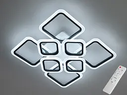 Люстра стельова LED Diasha HA8060/4+4BK 105W, 5775 лм, чорна, сучасний стиль, діаметр 60 см, з пультом та димером