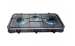 Газова настільна плита Domotec MS-6603 на 3 конфорки металева емальована поверхня Сіра - мініатюра 4