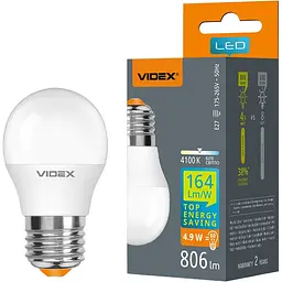 Лампа LED Videx G45h 4.9W E27, 4100K (VL-G45h-49274)