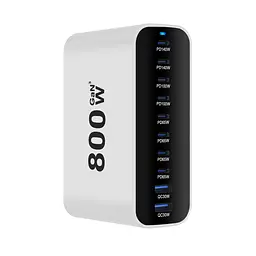 Мережевий зарядний пристрій No Brand GAN3 Pro YMS-615-800W 8Type-C 140-65W+2USBQC3.0-30W Білий (2911820485) - мініатюра 4
