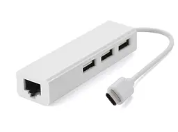 Хаб USB 2.0 Type-C -> 3xUSB 2.0 + RJ45 Fast Ethernet White - мініатюра 4